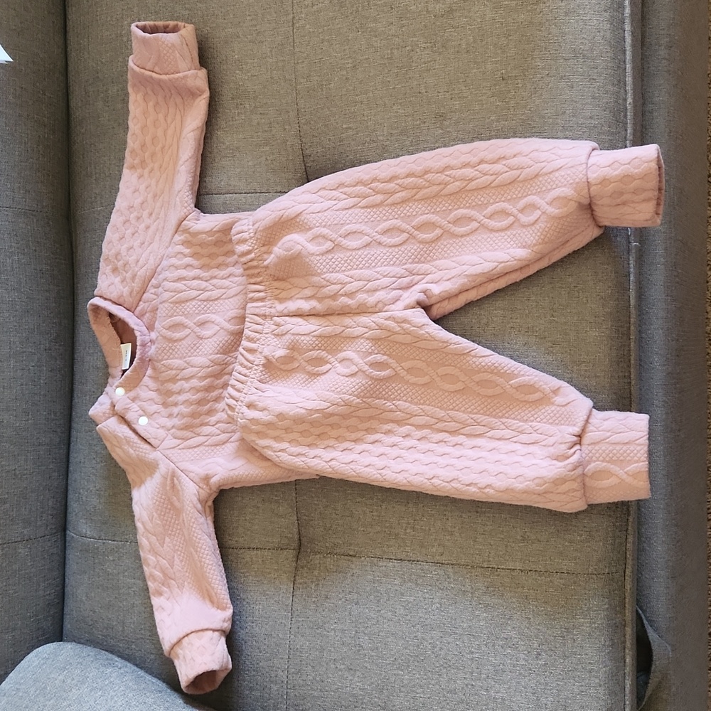 Baby Long Sleeve Pullover Sweatshirt & Pants Set 2pcs light pink